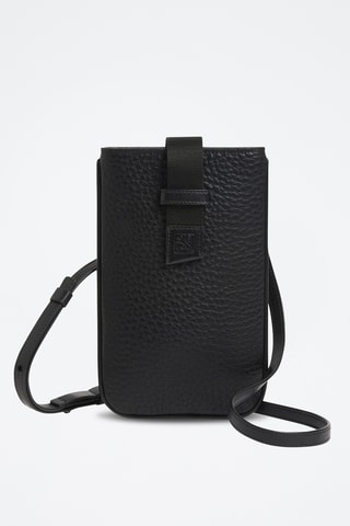 Porte téléphone en cuir - Noir