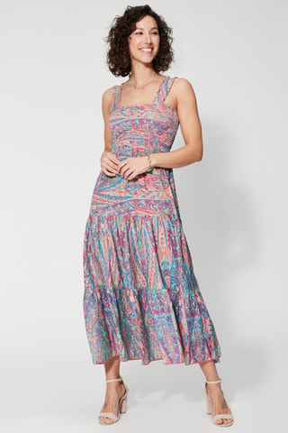 Robe longue - Bleu, violet et rose