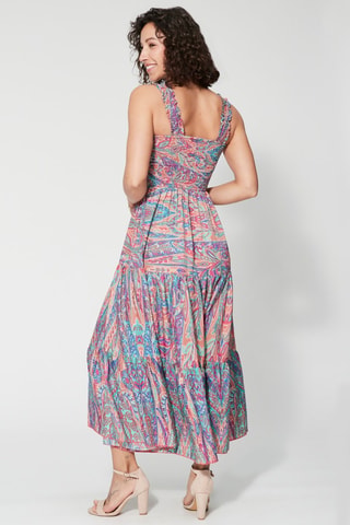 Robe longue - Bleu, violet et rose