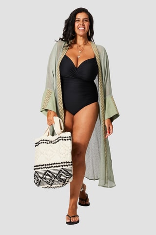 Strandkimono - Groen en bruin