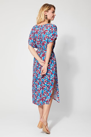 Robe midi - Rouge et bleu