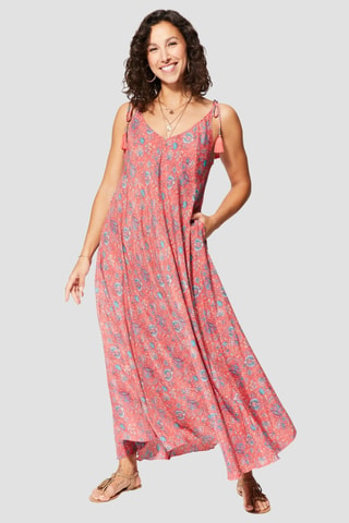 Robe longue - Bleu et rose