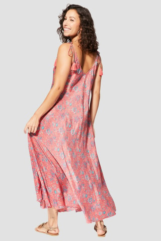 Robe longue - Bleu et rose