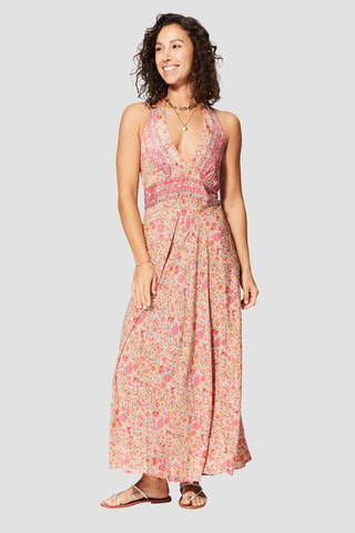 Robe longue - Beige et gris