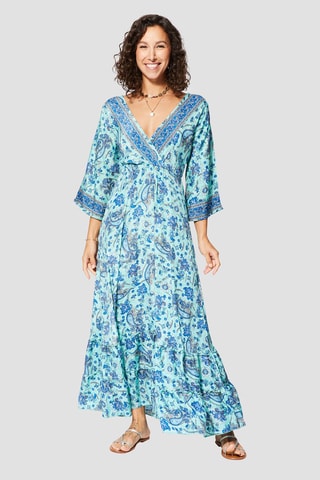 Robe longue - Turquoise et bleu marine - Bleu