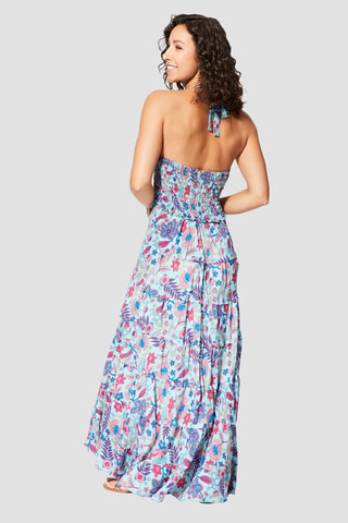 Robe longue - Bleu et rose  - Bleu