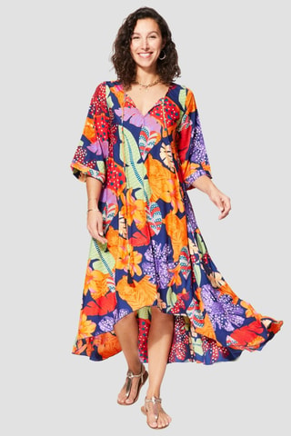 Robe longue - Violet et orange