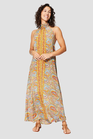 Robe longue - Vert, jaune et orange