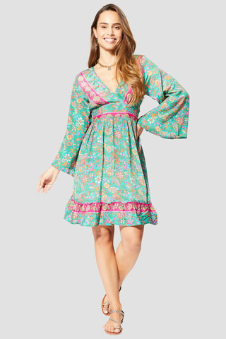 Robe volantée - Vert - Vert