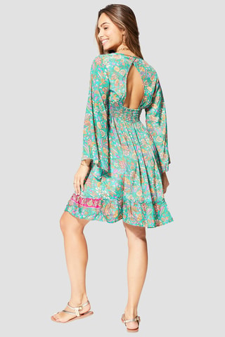 Robe volantée - Vert - Vert