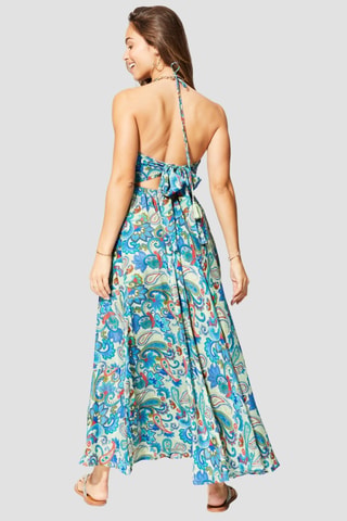 Robe longue - Rouge, bleu et vert