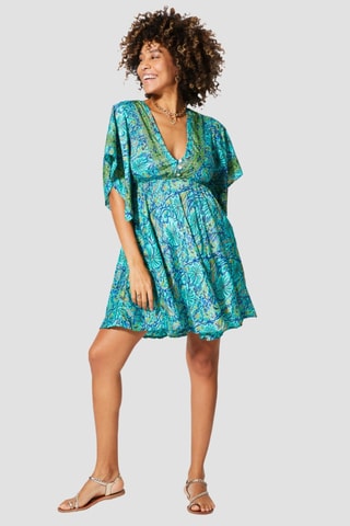 Robe trapèze - Bleu et vert - Bleu et vert
