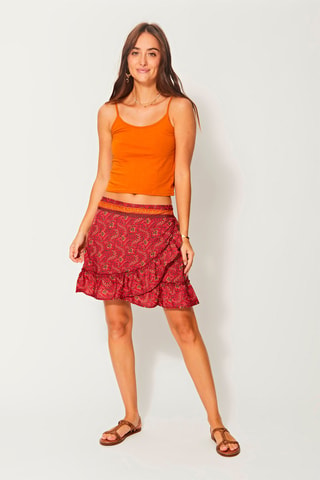 Rok met Ruches donkerroze en bruin - Roze