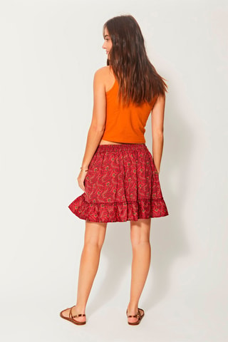 Rok met Ruches donkerroze en bruin - Roze