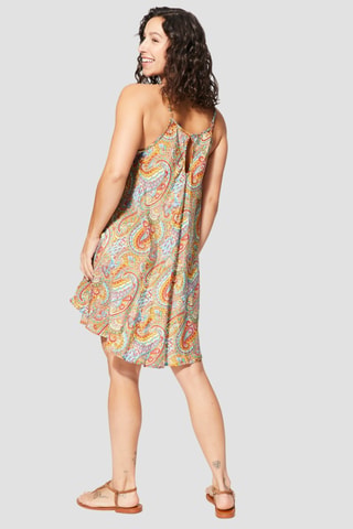 Robe trapèze - Beige, rouge et bleu