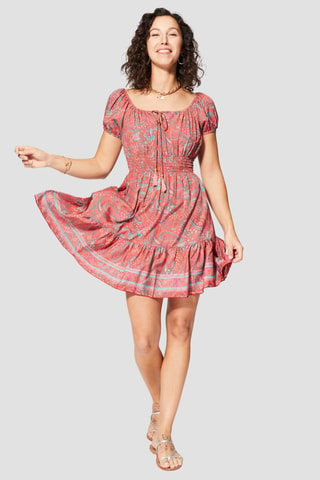 Robe courte - Rouge et bleu