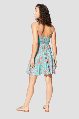 Robe courte - Bleu - Rouge et bleu