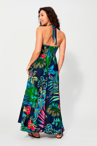 Lange Jurk - Blauw, groen en roze