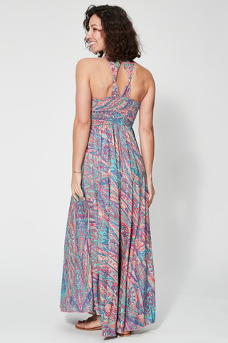 Lange Jurk - Roze - Wit, blauw en roze
