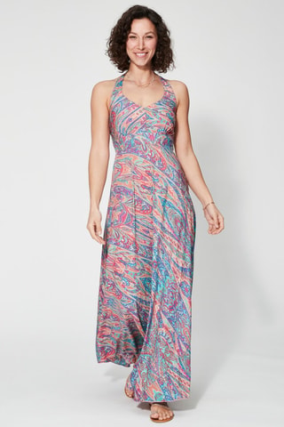 Lange Jurk - Roze - Wit, blauw en roze