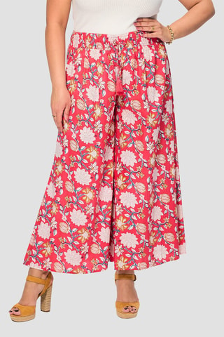 Wijduitlopende Broek - Rood en blauw