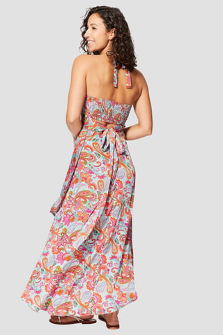Robe longue - Fuchsia - Gris