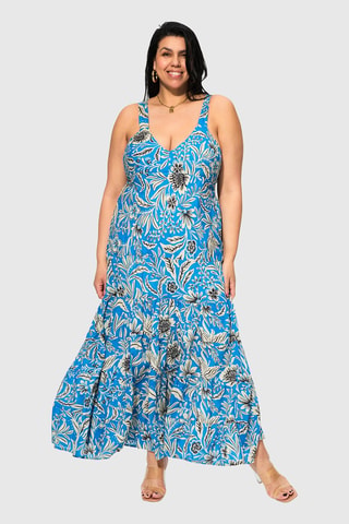 Robe longue - Noir et bleu