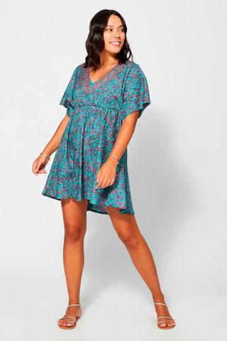 Robe courte - Bleu, violet et rose