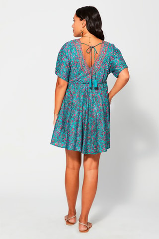 Robe courte - Bleu, violet et rose