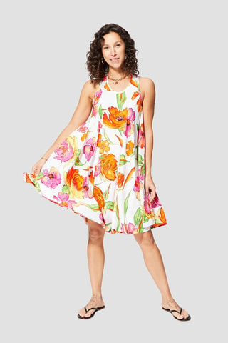 Robe volantée - Blanc et rose  - Blanc et rose