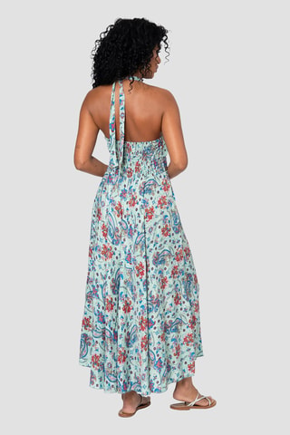 Robe longue - Turquoise et bleu  - Bleu