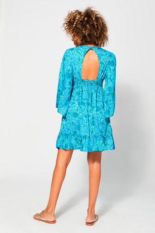 Korte Jurk met Ruches Turquoise - Blauw en groen