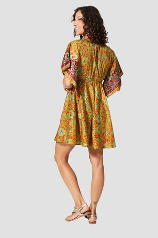 Robe courte - Rouge, vert et jaune
