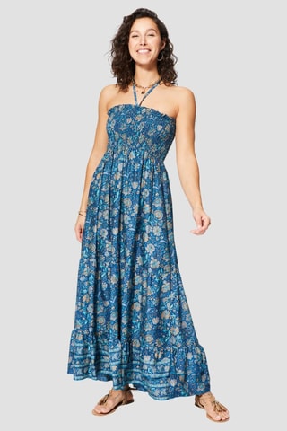 Robe longue - Blanc et bleu