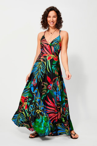 Robe longue - Noir et rouge