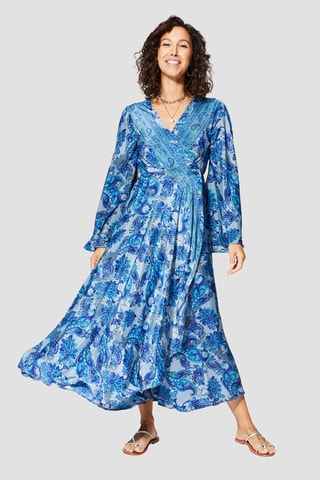 Robe longue - Bleu et gris