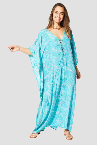 Kaftan - Wit, beige en blauw