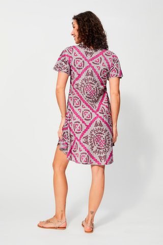 Robe trapèze - Violet, rose et gris