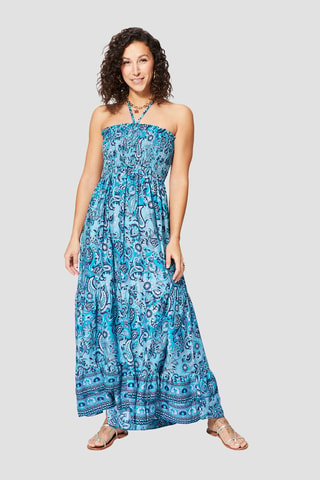 Robe longue - Bleu et bleu marine  - Bleu