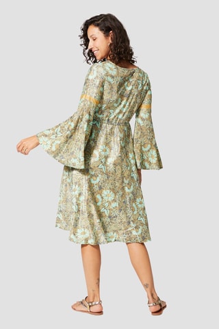 Robe volantée - Doré et beige - Beige