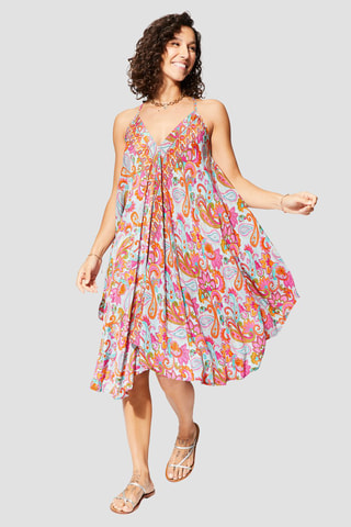 Robe volantée - Orange et gris