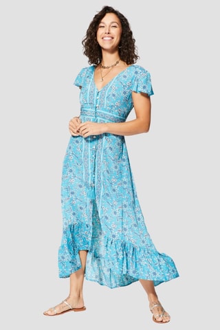 Robe longue - Bleu - Blanc et bleu