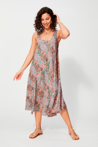 Robe trapèze - Bleu, vert et rose
