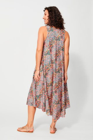 Robe trapèze - Bleu, vert et rose