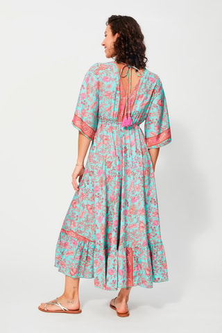 Robe longue - Bleu et rose