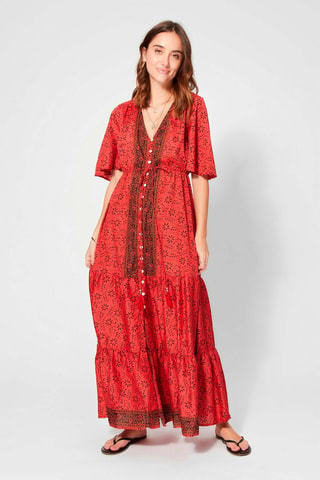 Robe longue - Rouge et noir