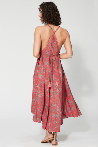 Robe midi - Blanc, rouge et bleu