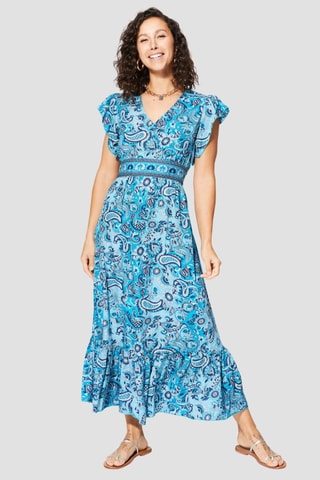 Robe longue - Blanc et bleu