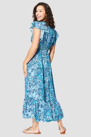 Robe longue - Blanc et bleu