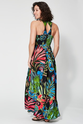 Robe longue - Noir, rouge et bleu
